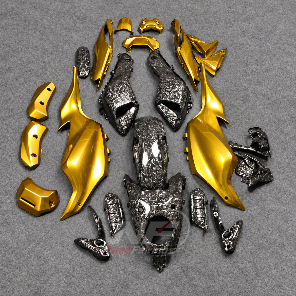 2014-2017 Yamaha MT-07 FZ-07 ABS fairing kit - Yellow Carbon Fiber Look ABS - NO.9 option