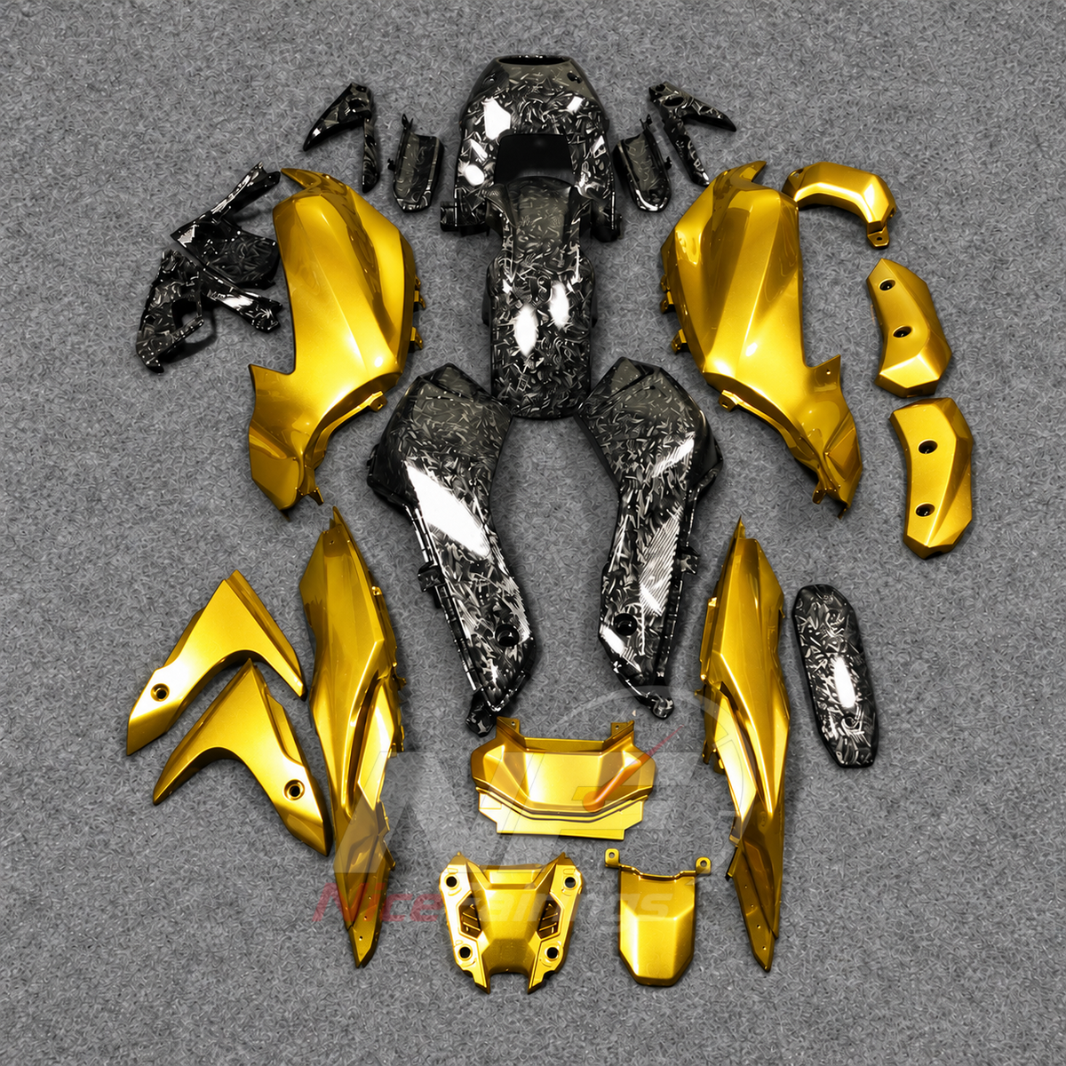 2014-2017 Yamaha MT-07 FZ-07 ABS fairing kit - Yellow Carbon Fiber Look ABS - view 3
