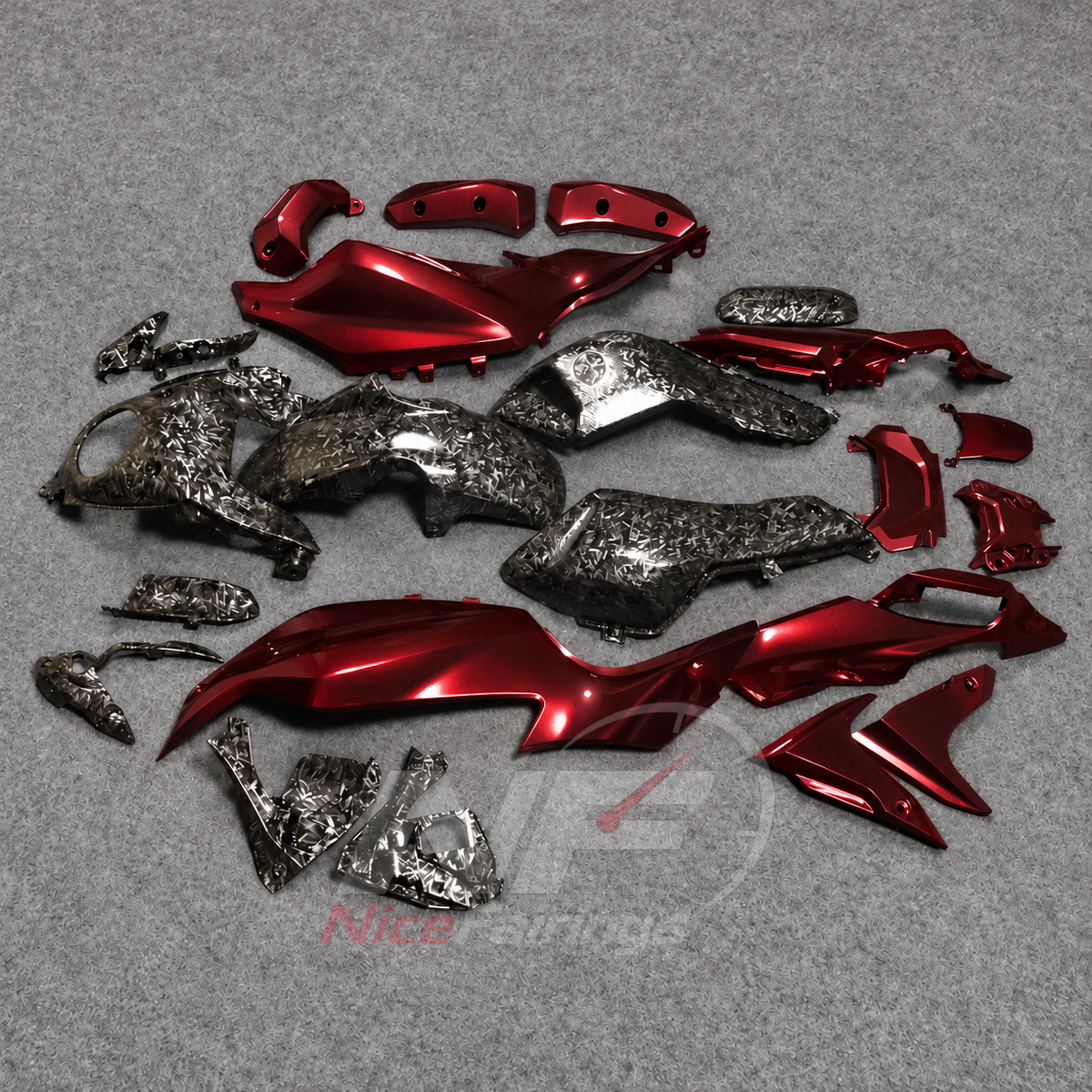 2014-2017 Yamaha MT-07 FZ-07 ABS fairing kit - Red Carbon Fiber Look ABS - view 3