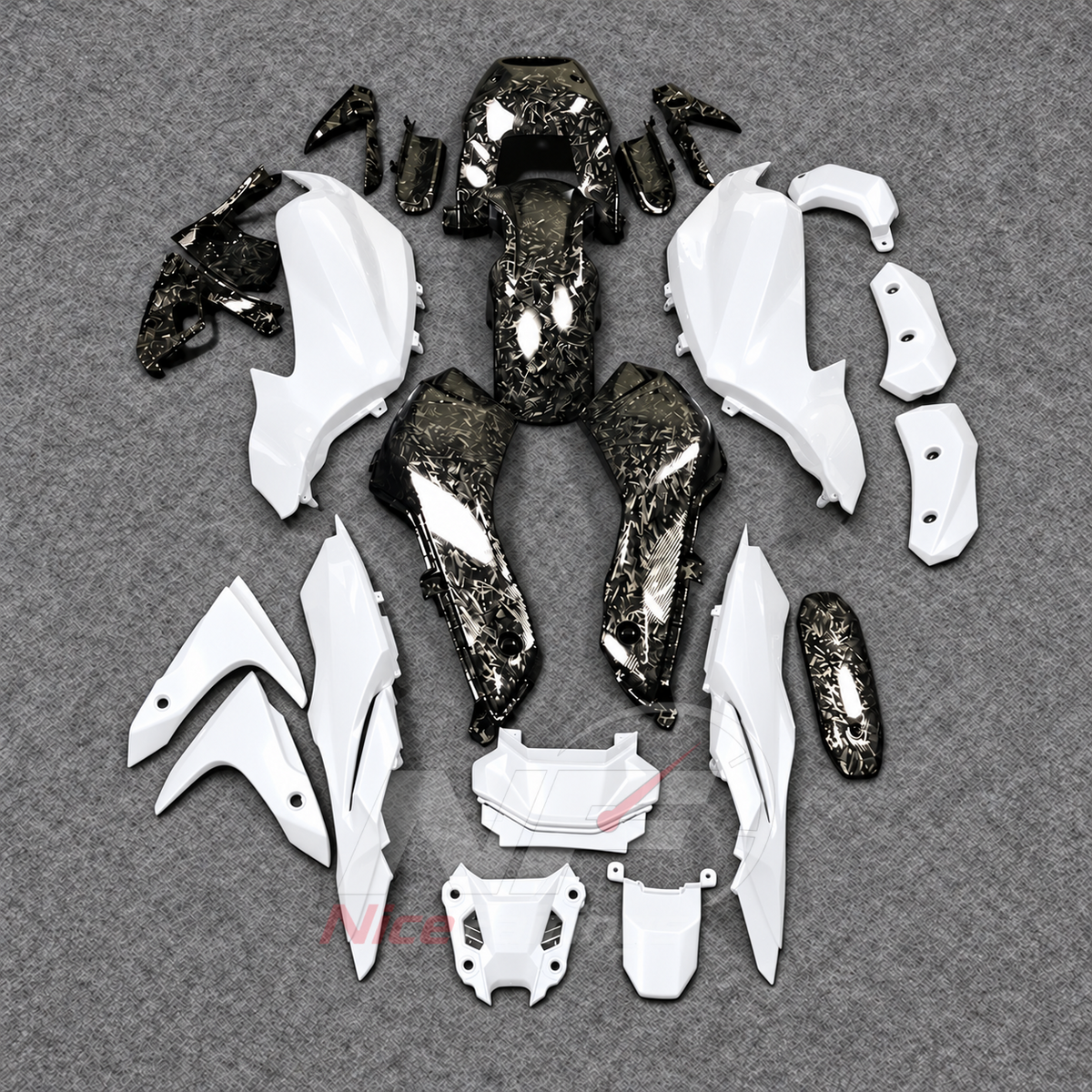 2014-2017 Yamaha MT-07 FZ-07 ABS fairing kit - White Carbon Fiber Look ABS - view 3