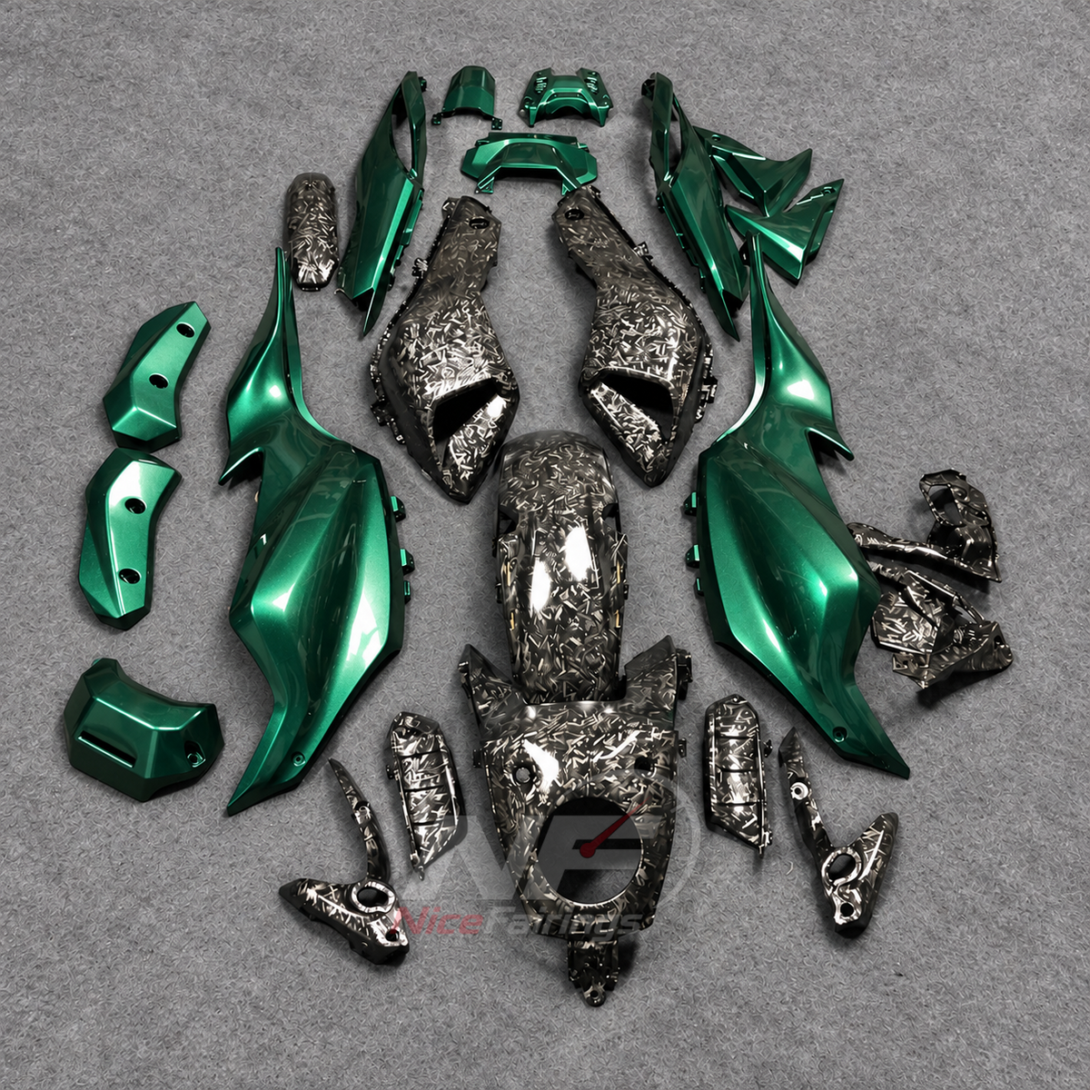 2014-2017 Yamaha MT-07 FZ-07 ABS fairing kit - Green Carbon Fiber Look ABS - NO.3 option