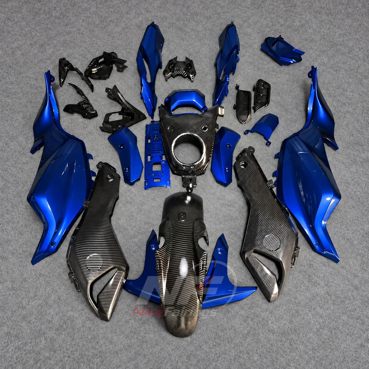 2014-2017 Yamaha MT-07 FZ-07 ABS fairing kit - Blue Gray ABS Bodywork - front layout