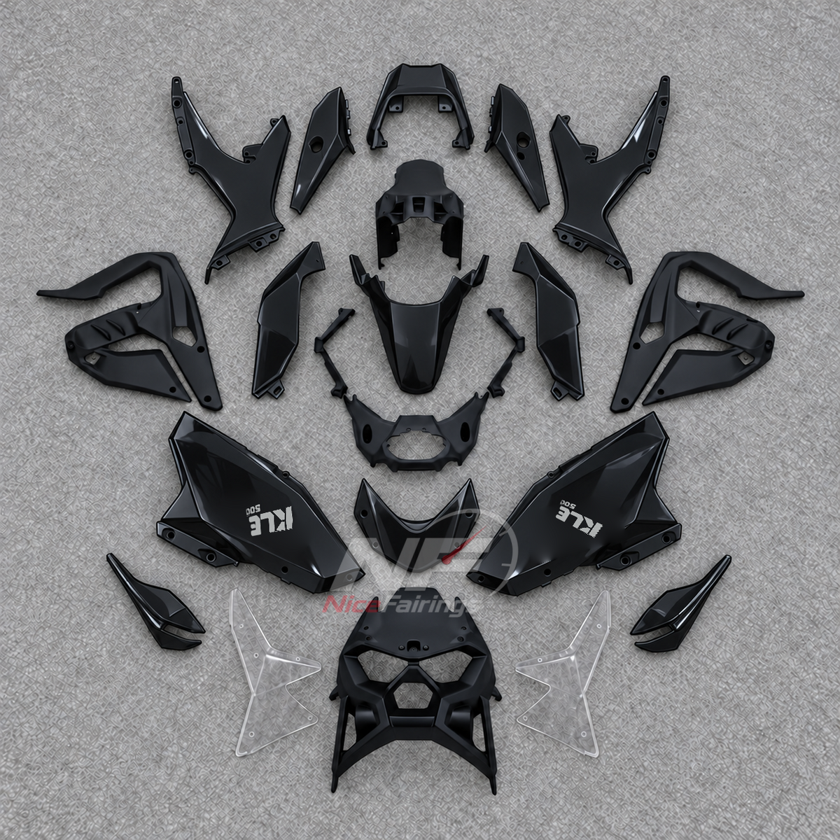 Aftermarket Fairing Kit Fits 2026-2027 KAWASAKI KLE500 - Motorcycle ABS Bodywork - Black | NiceFairings - main product image