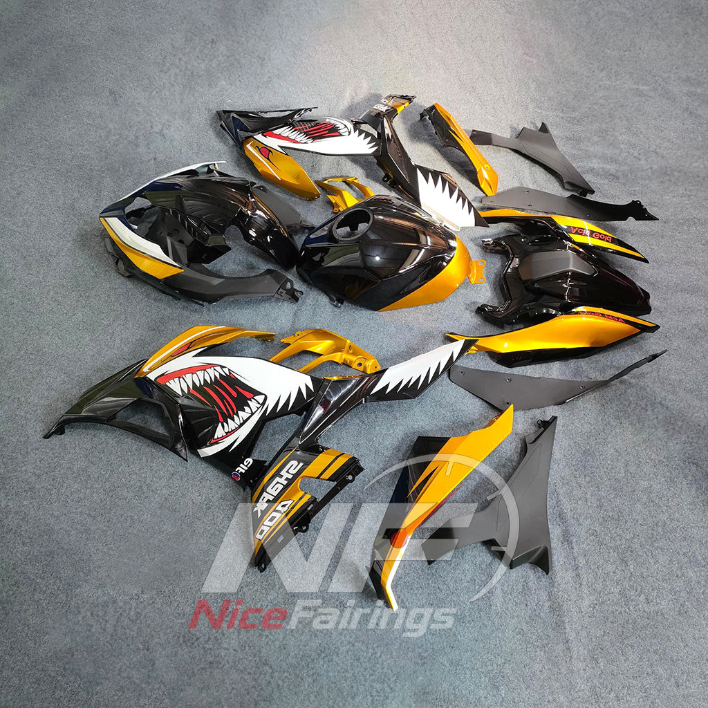 Aftermarket ABS Fairing Kit Fits KAWASAKI Ninja 400 EX400R 2018-2024 - White Yellow Graphic | NiceFairings - front angle image