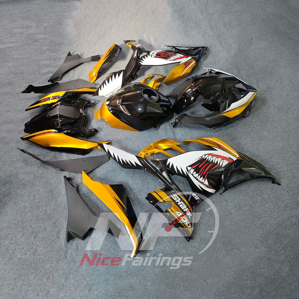 Aftermarket ABS Fairing Kit Fits KAWASAKI Ninja 400 EX400R 2018-2024 - White Yellow Graphic | NiceFairings - side angle image
