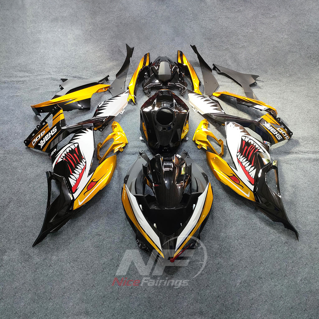 Aftermarket ABS Fairing Kit Fits KAWASAKI Ninja 400 EX400R 2018-2024 - White Yellow Graphic | NiceFairings - main product image