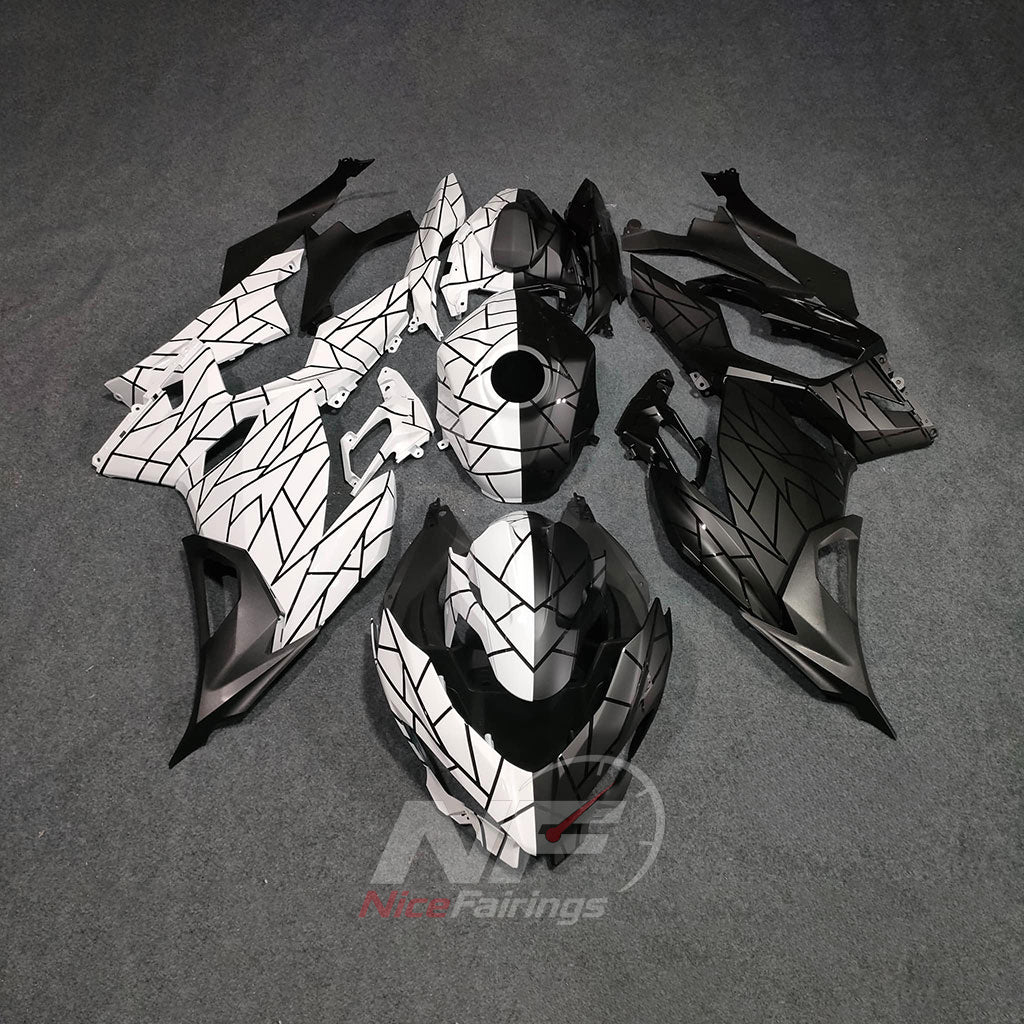 ABS Injection Fairing Kit Fits KAWASAKI Ninja 400 EX400R 2018-2024 - Black White Graphic | NiceFairings - main product image