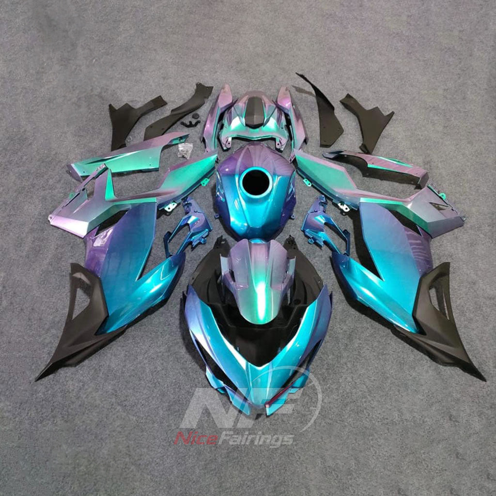 Complete ABS Fairing Panels Kit Fits KAWASAKI Ninja 400 EX400R 2018-2024 - Aqua Purple Graphic | NiceFairings - main product image