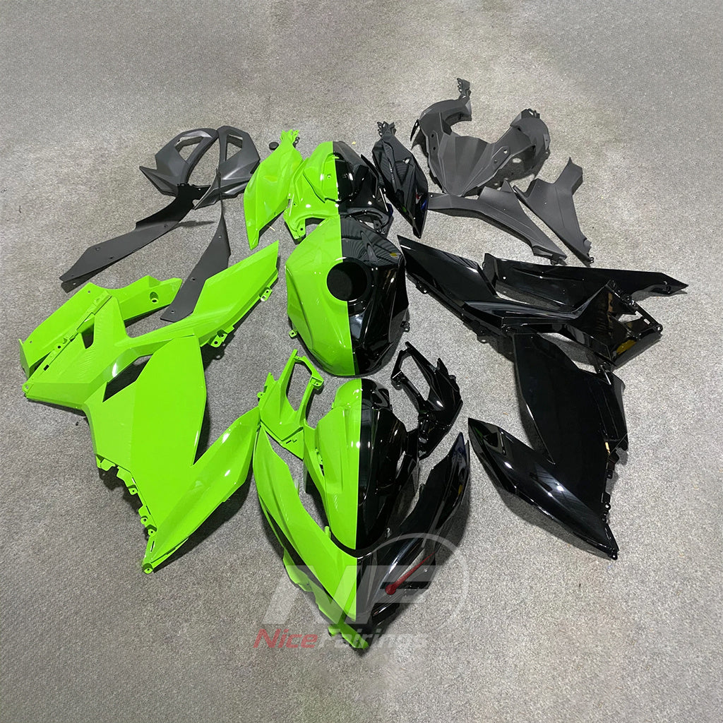 Complete ABS Cowling Panels Kit Fits KAWASAKI Ninja 400 EX400R 2018-2024 - Green Black | NiceFairings - main product image