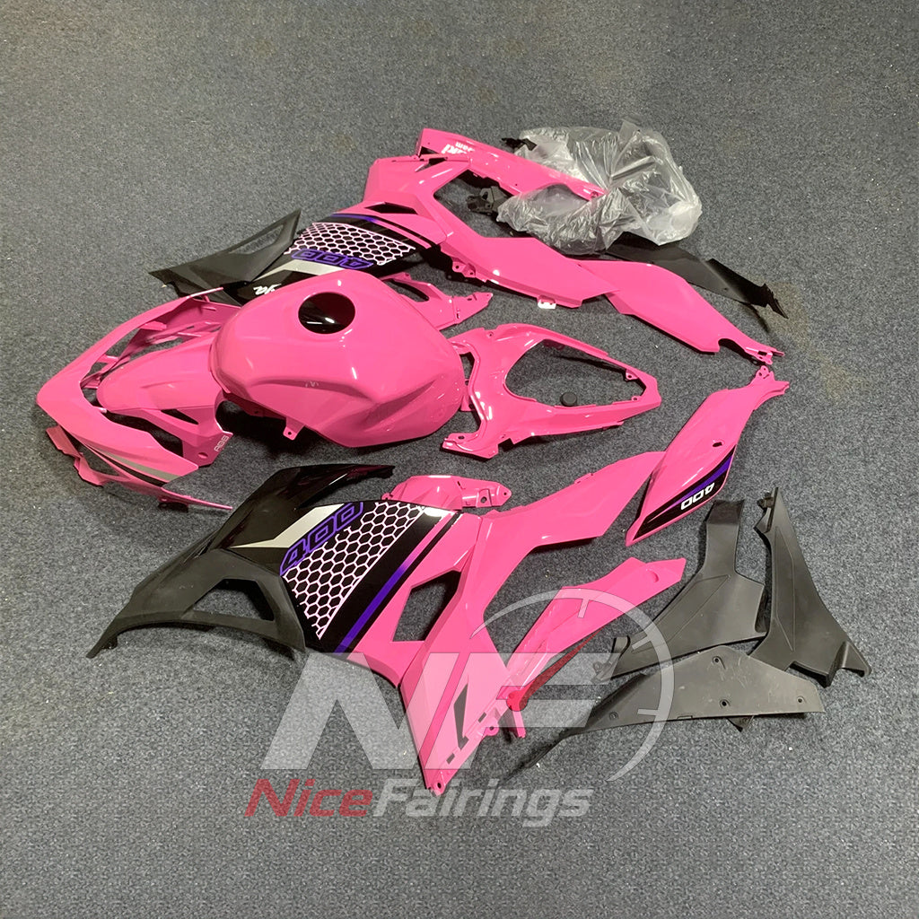 Injection-Molded ABS Plastics Kit Fits KAWASAKI Ninja 400 EX400R 2018-2024 - Pink Black | NiceFairings - front angle image