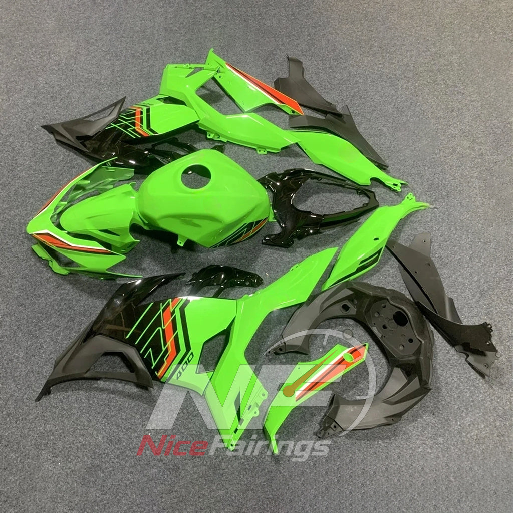 Aftermarket ABS Body Panels Set Compatible with KAWASAKI Ninja 400 EX400R 2018-2024 - Green Black Graphic | NiceFairings - front angle image