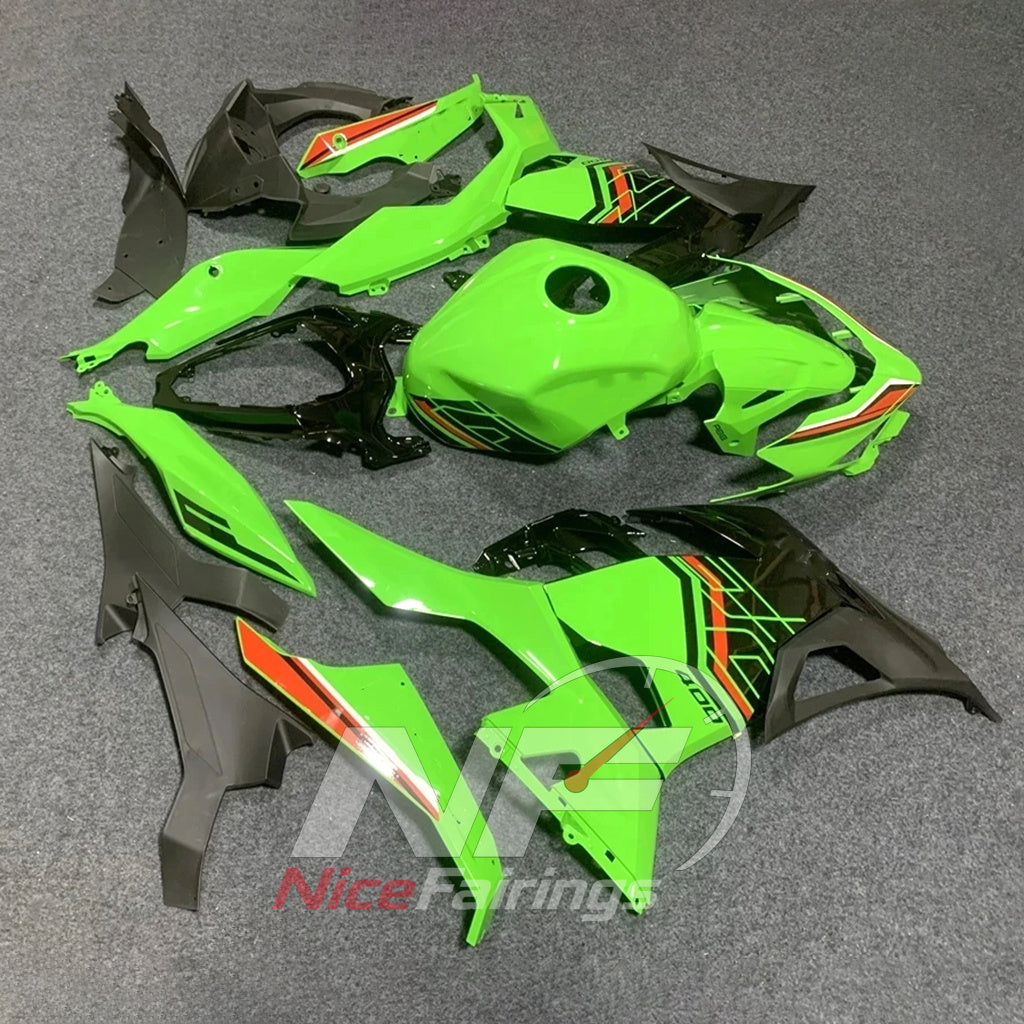 Aftermarket ABS Body Panels Set Compatible with KAWASAKI Ninja 400 EX400R 2018-2024 - Green Black Graphic | NiceFairings - side angle image