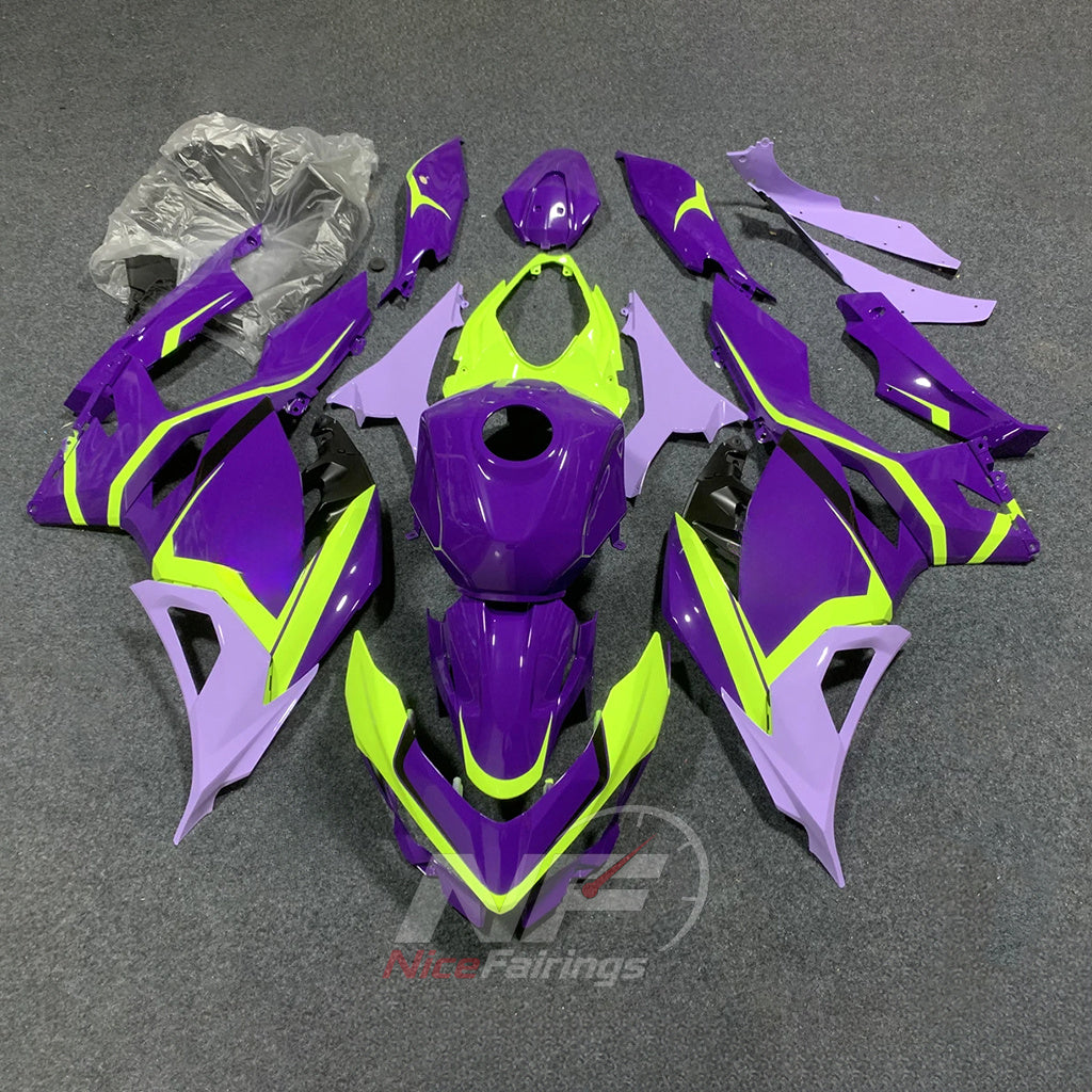 Full Replacement ABS Fairing Kit Fits KAWASAKI Ninja 400 EX400R 2018-2024 - Purple Green Graphic | NiceFairings - main product image