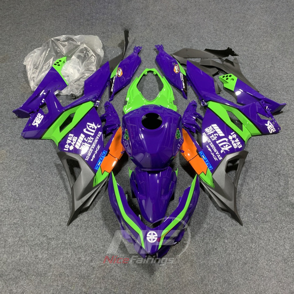 Injection-Molded ABS Bodywork Set Compatible with KAWASAKI Ninja 400 EX400R 2018-2024 - Purple Green Graphic | NiceFairings - main product image