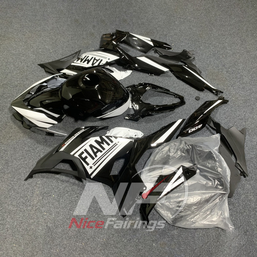 ABS Fairing and Cowling Kit Fits KAWASAKI Ninja 400 EX400R 2018-2024 - Black White Graphic | NiceFairings - side angle image