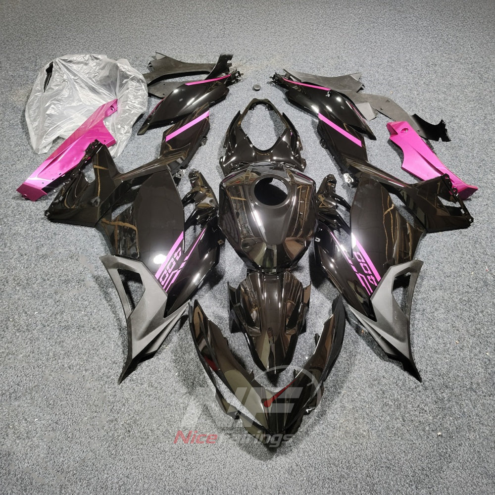 ABS Injection Cowling Panels Set Compatible with KAWASAKI Ninja 400 EX400R 2018-2024 - Black Pink Graphic | NiceFairings - main product image