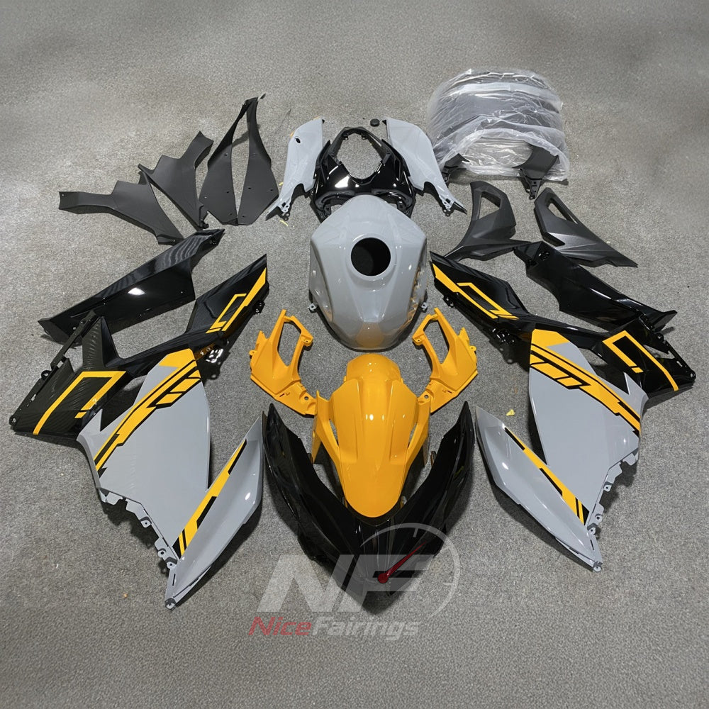 Precision-Fit ABS Fairing Set Compatible with KAWASAKI Ninja 400 EX400R 2018-2024 - Silver Yellow Graphic | NiceFairings - main product image