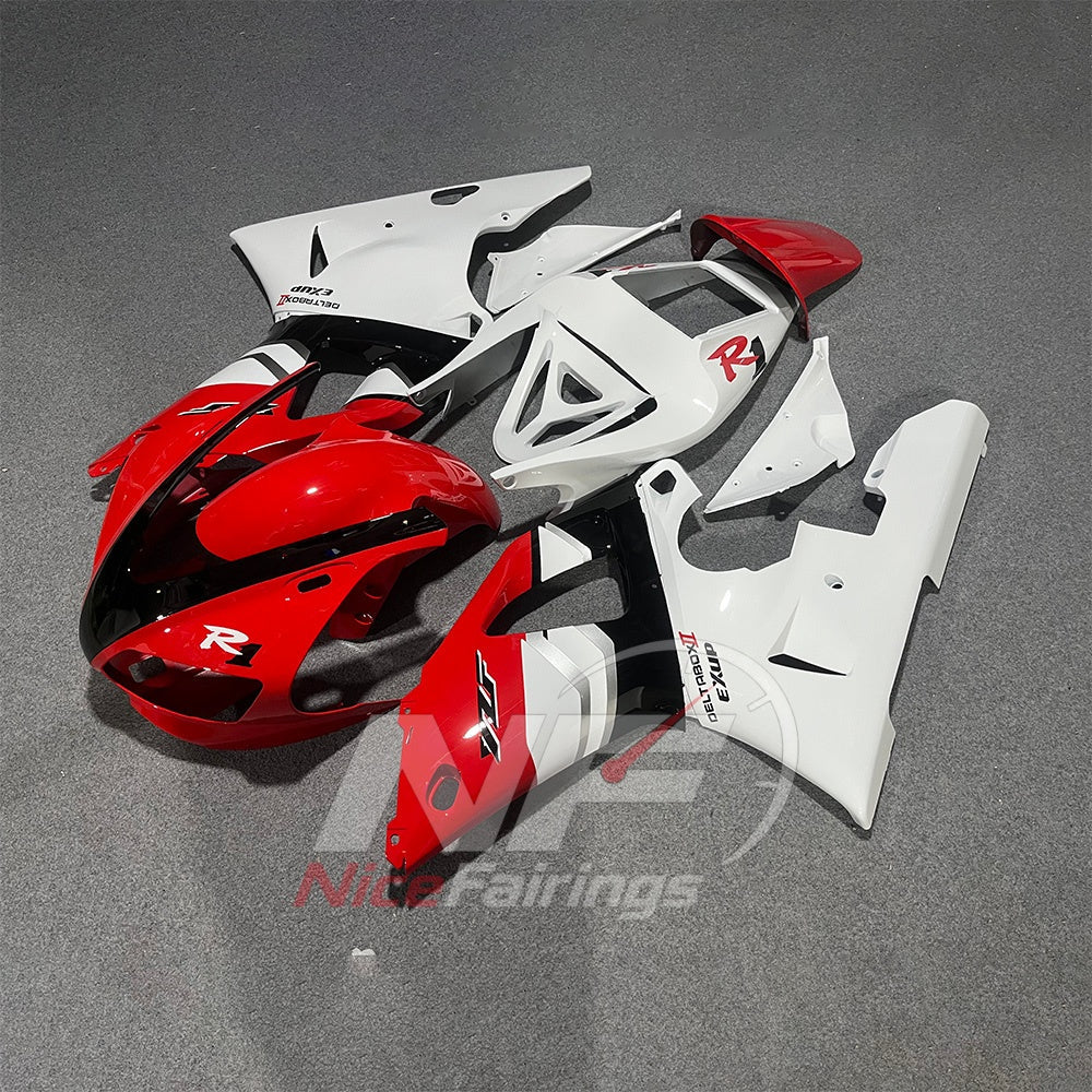 ABS Injection Fairing Kit Fits YAMAHA YZF-R1 RN01 1998-1999 - Red White | NiceFairings - side angle image
