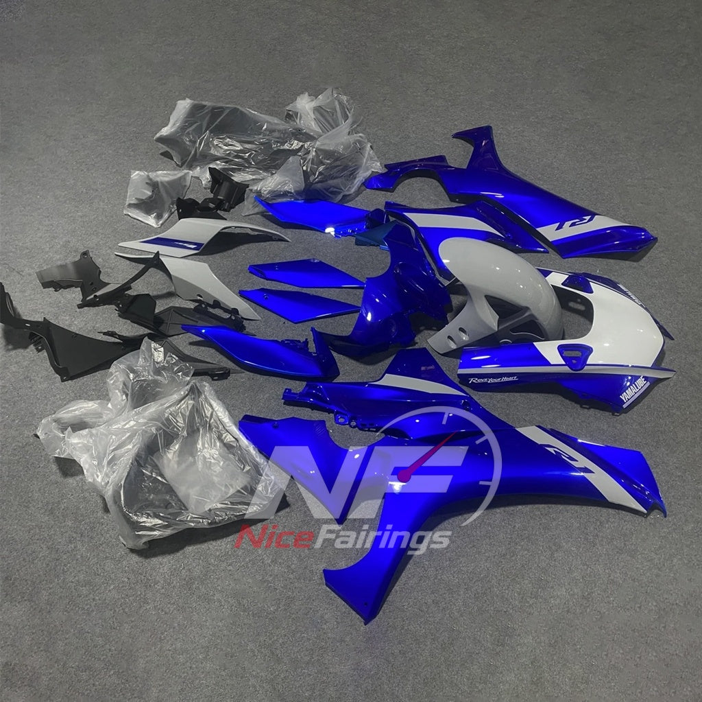 For Yamaha YZFR1 RN65 2020-2025 Blue Silver Fairings Kit | NiceFairings - side angle image