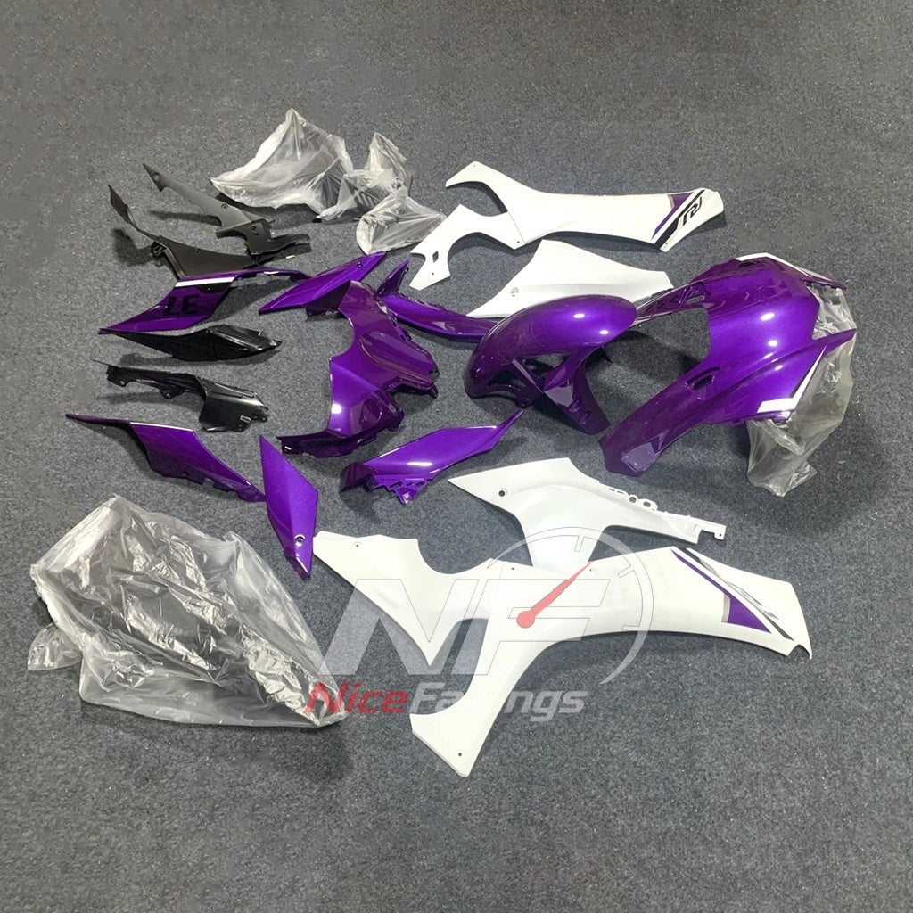 For Yamaha YZFR1 RN65 2020-2025 Purple White Fairings Kit | NiceFairings - front angle image