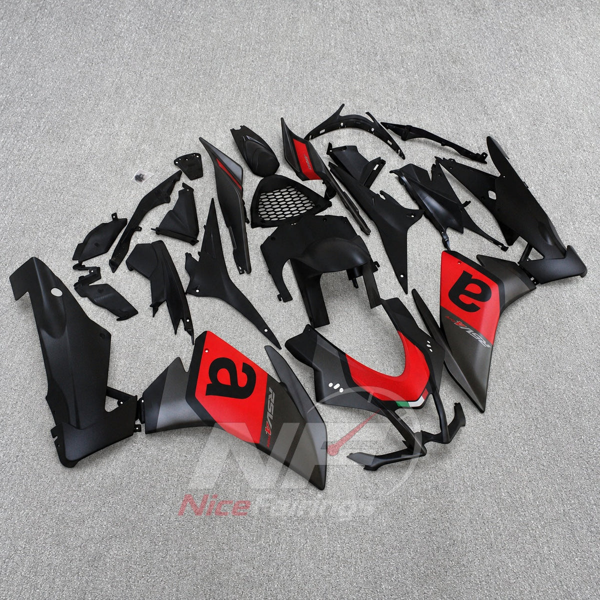 Motorcycle Fairing Kit Fits 2009-2014 APRILIA RSV4 1000 - ABS Plastic Bodywork - Black White Red | NiceFairings - front angle image