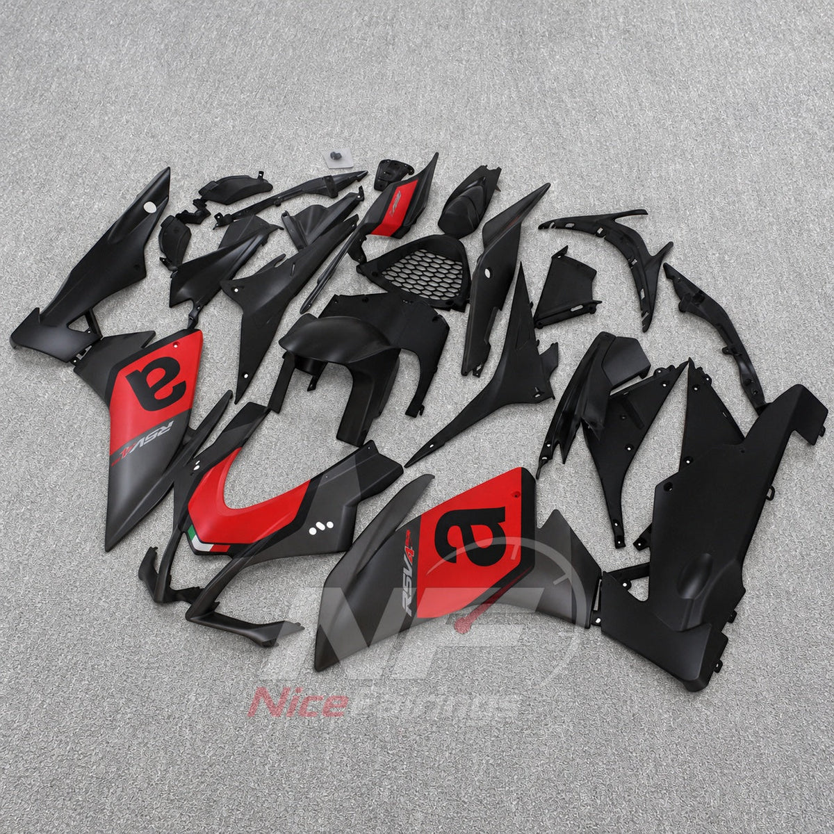Motorcycle Fairing Kit Fits 2009-2014 APRILIA RSV4 1000 - ABS Plastic Bodywork - Black White Red | NiceFairings - side angle image