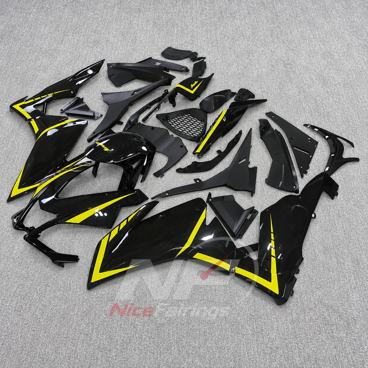 Replacement Fairings Fit 2009-2014 APRILIA RSV4 1000 - ABS Plastic Bodywork - Black Yellow | NiceFairings - side angle image