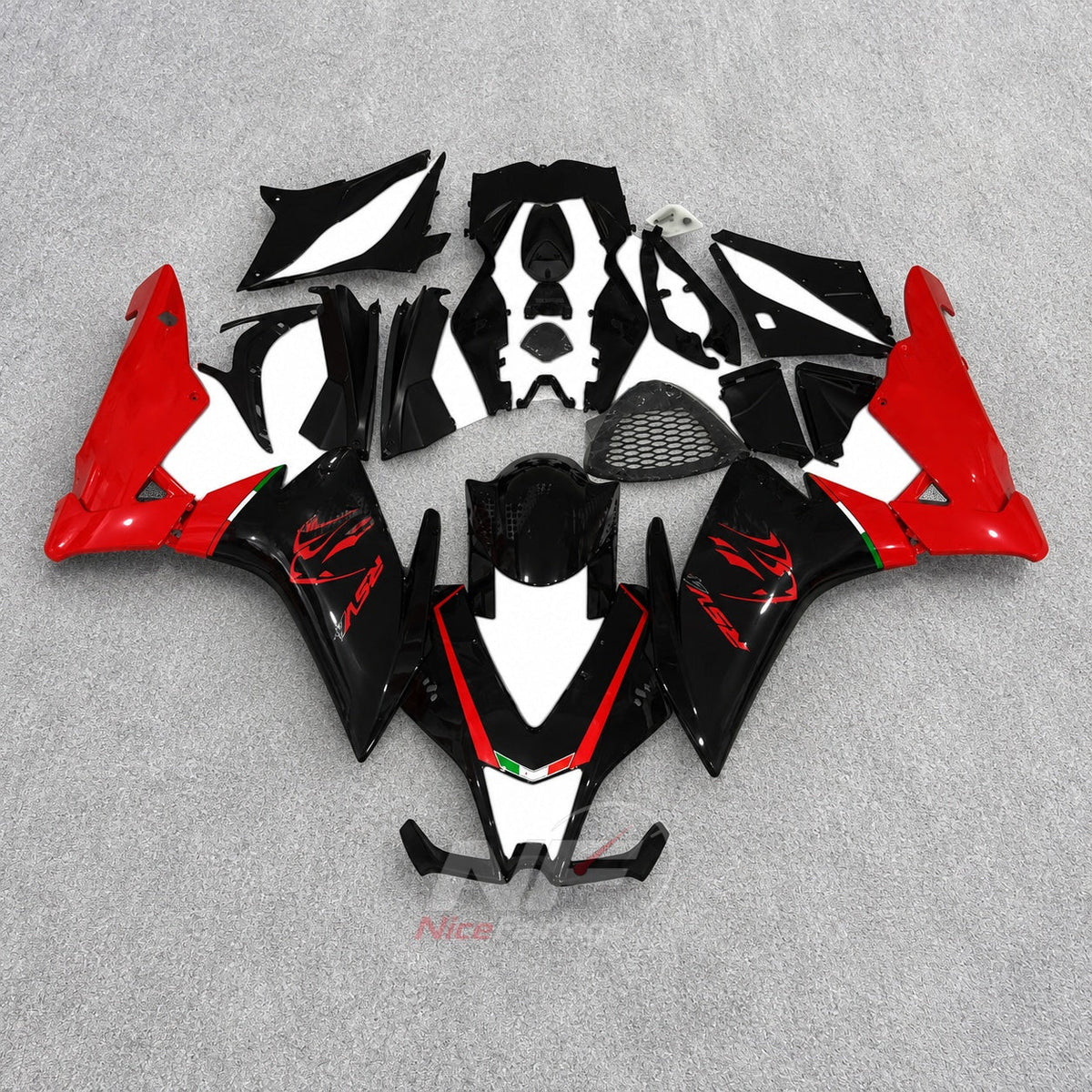 Custom Fairings Fit 2009-2014 APRILIA RSV4 1000 - ABS Plastic Bodywork - White Red Yellow | NiceFairings - paint design NO.5 option image