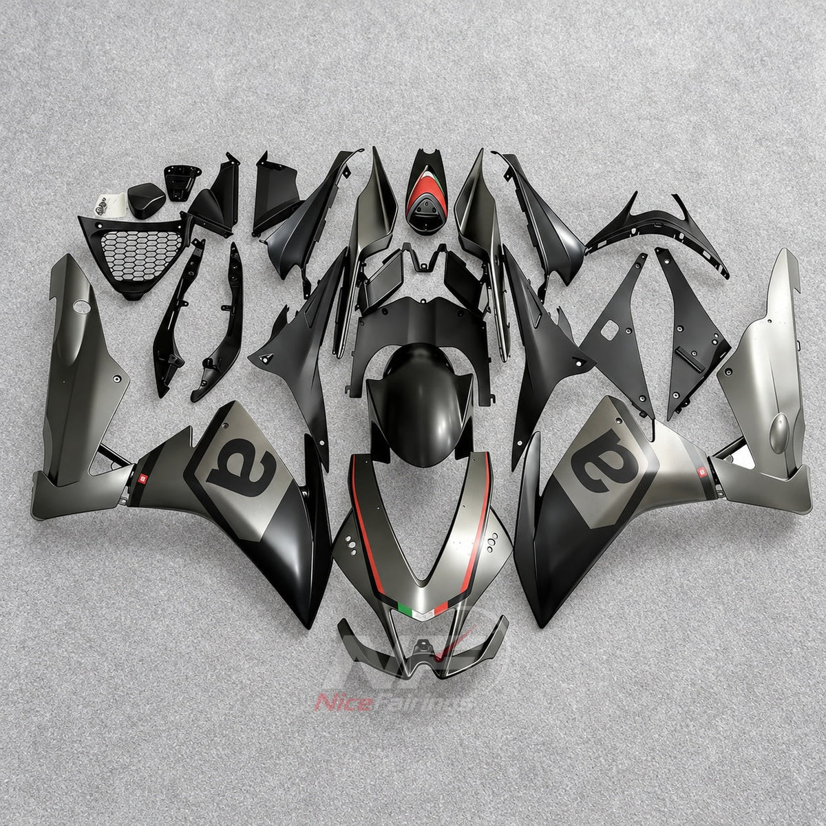 Custom Fairings Fit 2009-2014 APRILIA RSV4 1000 - ABS Plastic Bodywork - White Red Yellow | NiceFairings - paint design NO.7 option image