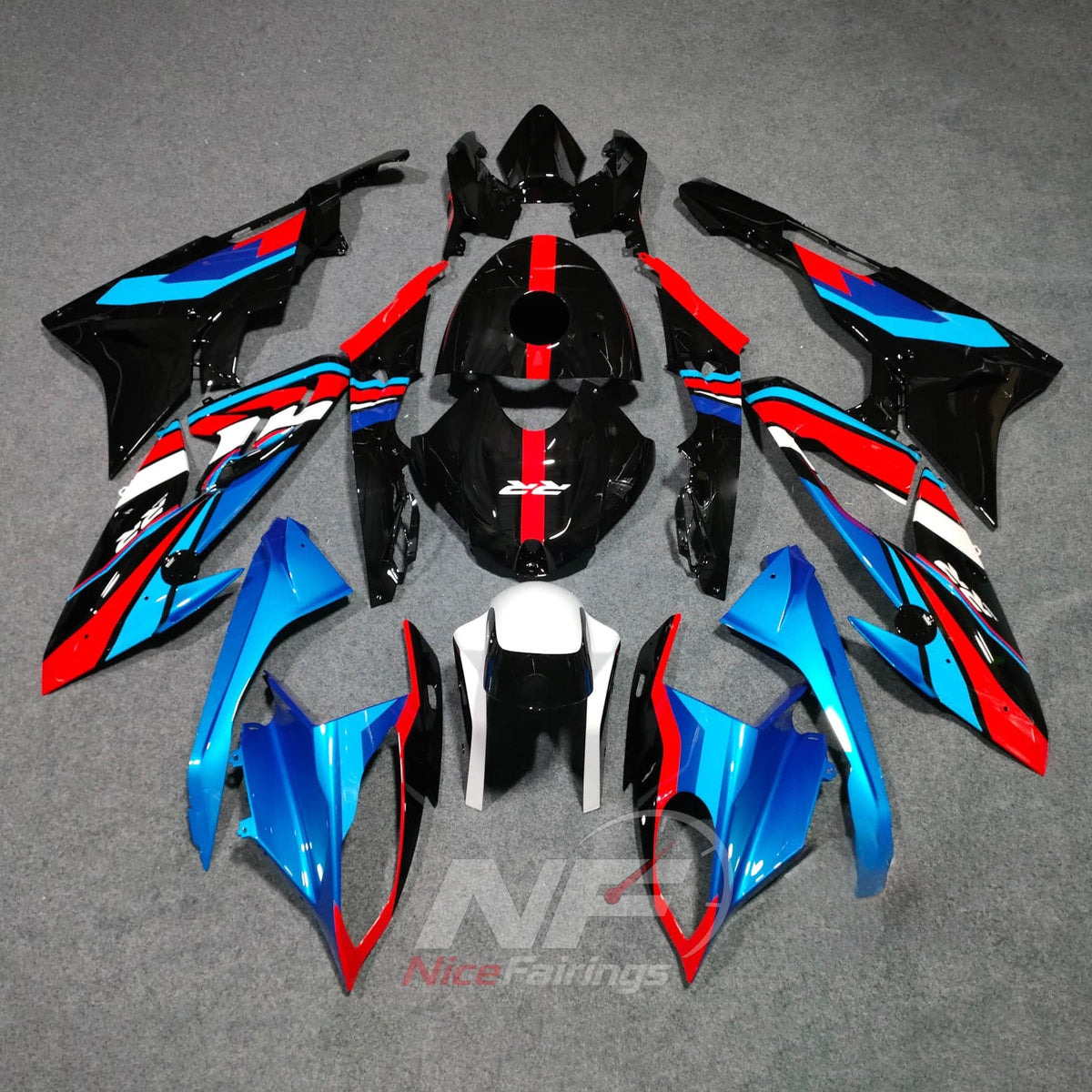 Injection-Molded Fairing Kit Fits 2015-2016 BMW S1000RR - Turquoise Red Black - Tank and Tail Covers Included - ABS Plastic Bodywork | NiceFairings - main product image