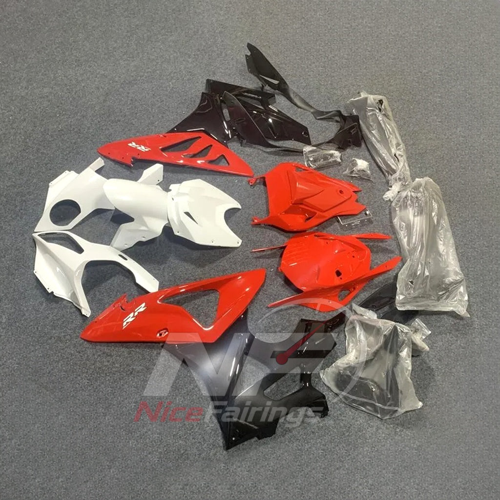 ABS Plastic Fairing Kit Fits 2009-2014 BMW S1000RR - Custom-Painted ABS Bodywork - Orange White Black | NiceFairings - front angle image