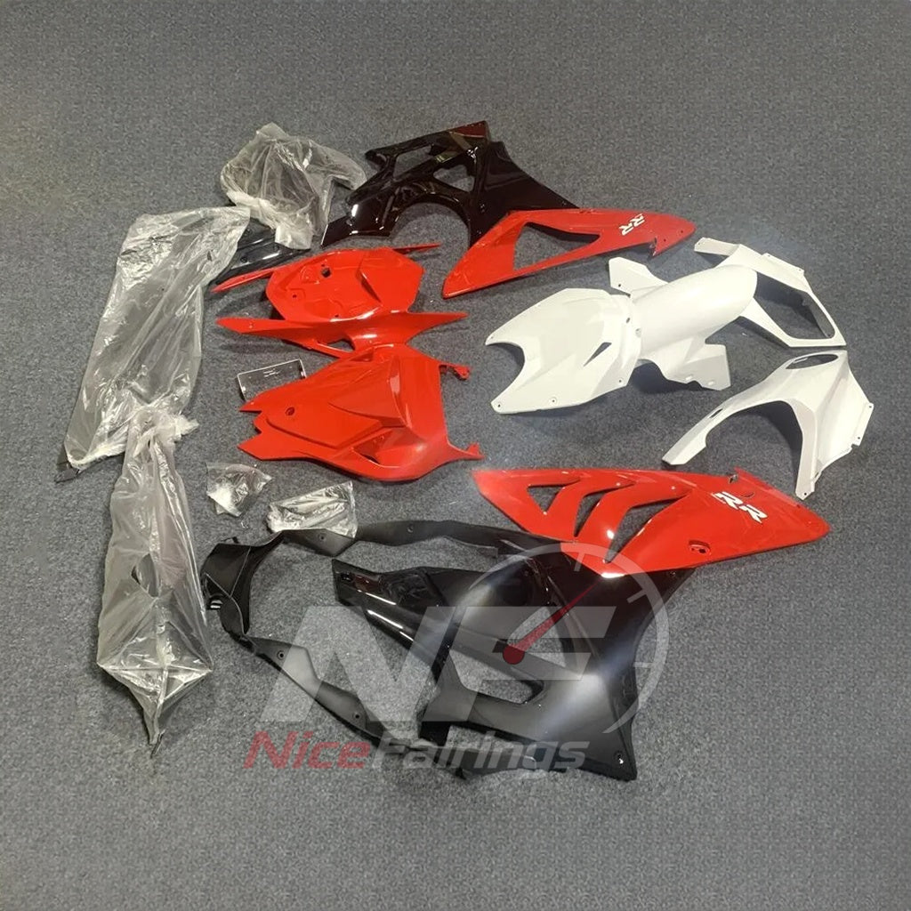 ABS Plastic Fairing Kit Fits 2009-2014 BMW S1000RR - Custom-Painted ABS Bodywork - Orange White Black | NiceFairings - side angle image