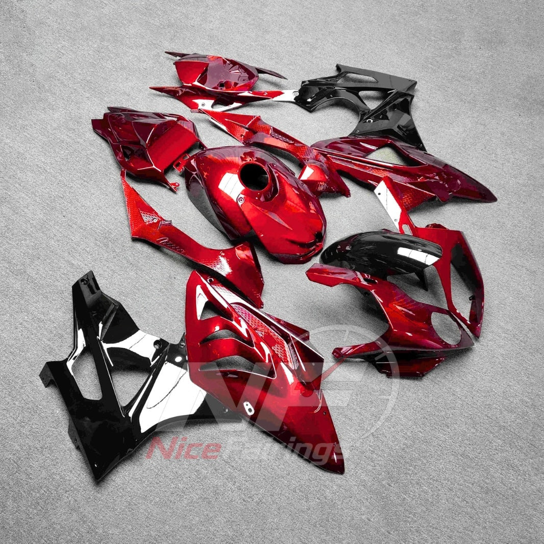 Sportbike Fairing Kit Fits 2009-2014 BMW S1000RR - ABS Fairing Panels - Red White Black with Tank Cover | NiceFairings - side angle image