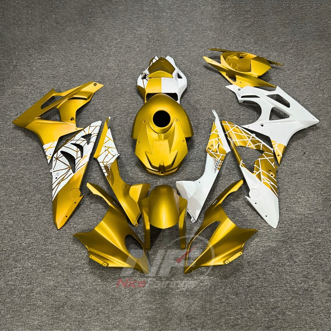 Replacement Fairings Fit 2009-2014 BMW S1000RR - ABS Plastic Fairings - Turquoise White Black with Tank Cover | NiceFairings - paint design NO.4 option image
