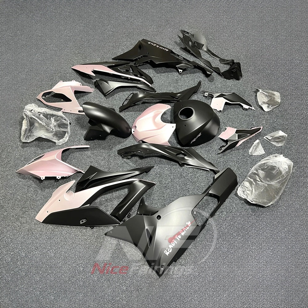 Fairing Kit Fits 2015-2016 BMW S1000RR - Pink Black - Tank Cover Included - Injection-Molded ABS Plastic | NiceFairings - side angle image