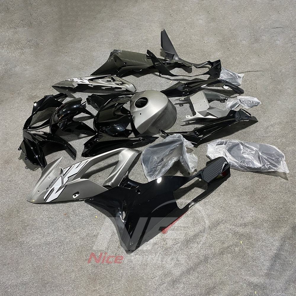 Aftermarket Fairing Kit Fits 2015-2016 BMW S1000RR - White Black - Tank Cover Included - Injection-Molded ABS Plastic | NiceFairings - front angle image