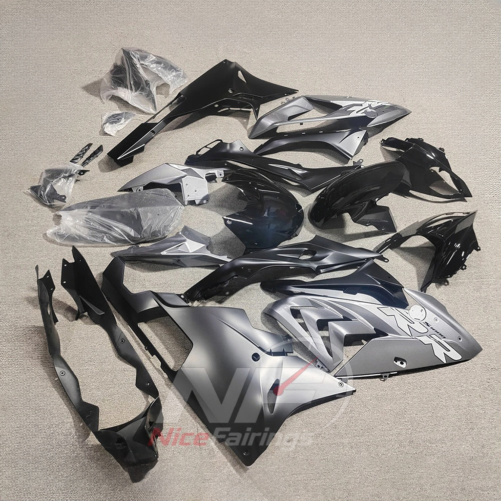ABS Plastic Fairing Kit Fits 2015-2016 BMW S1000RR - Silver Black Sport Graphic - Injection-Molded Bodywork | NiceFairings - front angle image