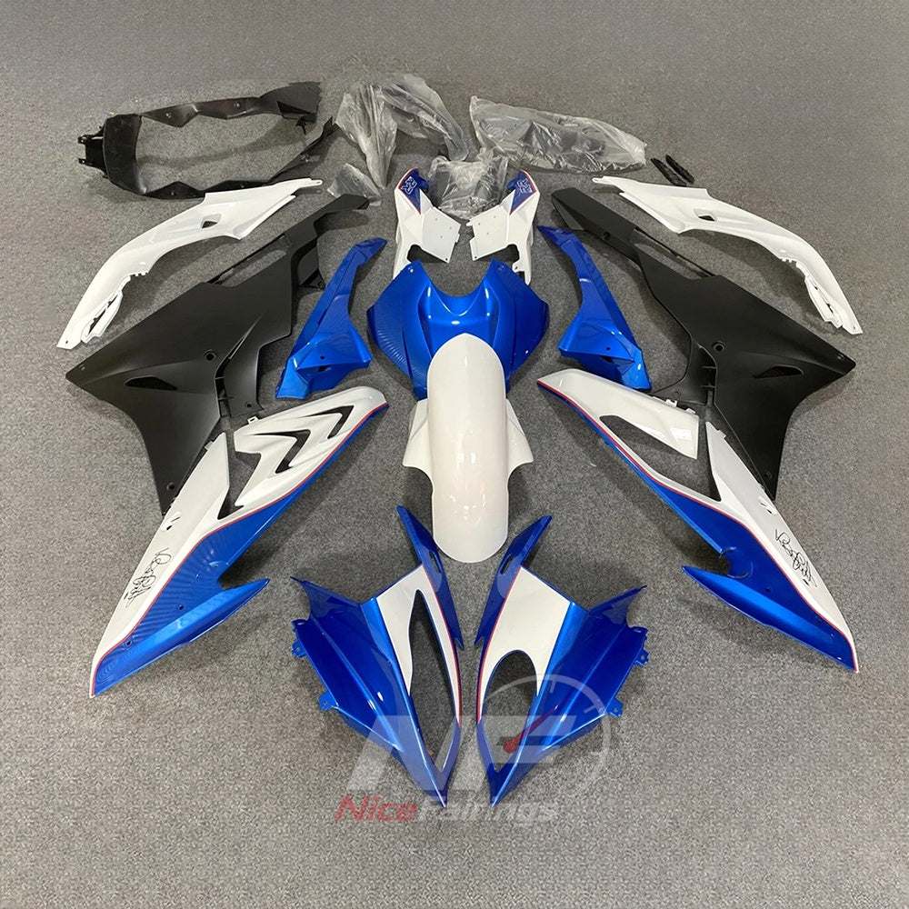 Injection-Molded Fairing Kit Fits 2015-2016 BMW S1000RR - White Blue - ABS Plastic Bodywork | NiceFairings - main product image