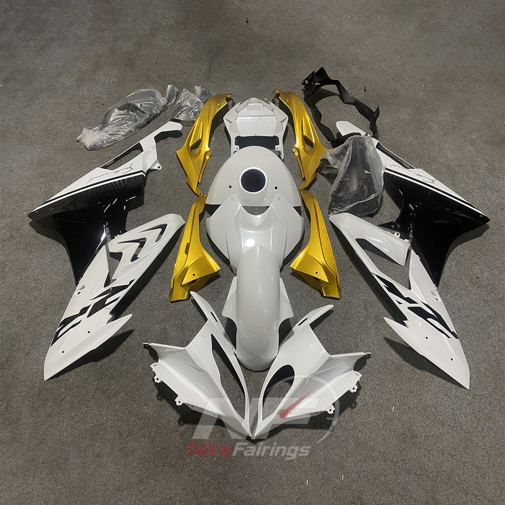 Custom Fairings Fit 2015-2016 BMW S1000RR - White Gold Black - Tank and Tail Covers Included - Injection-Molded ABS Plastic | NiceFairings - main product image