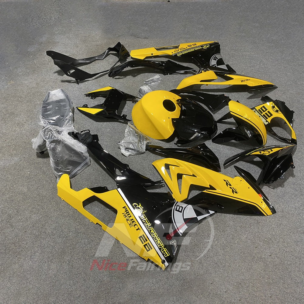 Replacement Fairings Fit 2015-2016 BMW S1000RR - Yellow Black - Tank Cover Included - Injection-Molded ABS Plastic | NiceFairings - front angle image