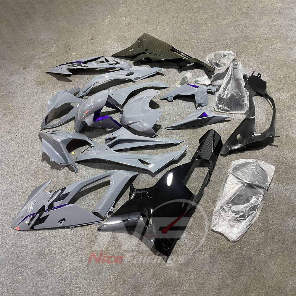 Fairings Kit Fits 2015-2016 BMW S1000RR - White Silver Black - Injection-Molded ABS Plastic | NiceFairings - side angle image