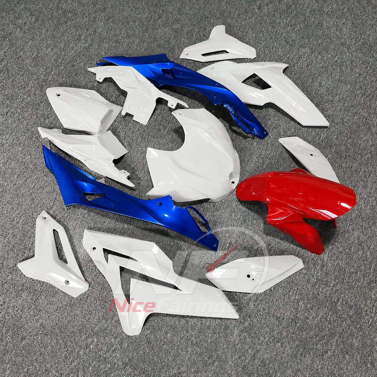 ABS Plastic Fairing Kit Fits 2014-2016 BMW S1000R - Aftermarket Bodywork - Blue White Red Front | NiceFairings - side angle image