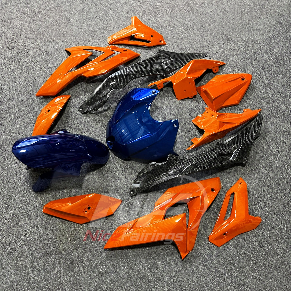 Aftermarket Fairing Kit Fits 2014-2016 BMW S1000R - ABS Fairing Panels - Orange Blue | NiceFairings - side angle image
