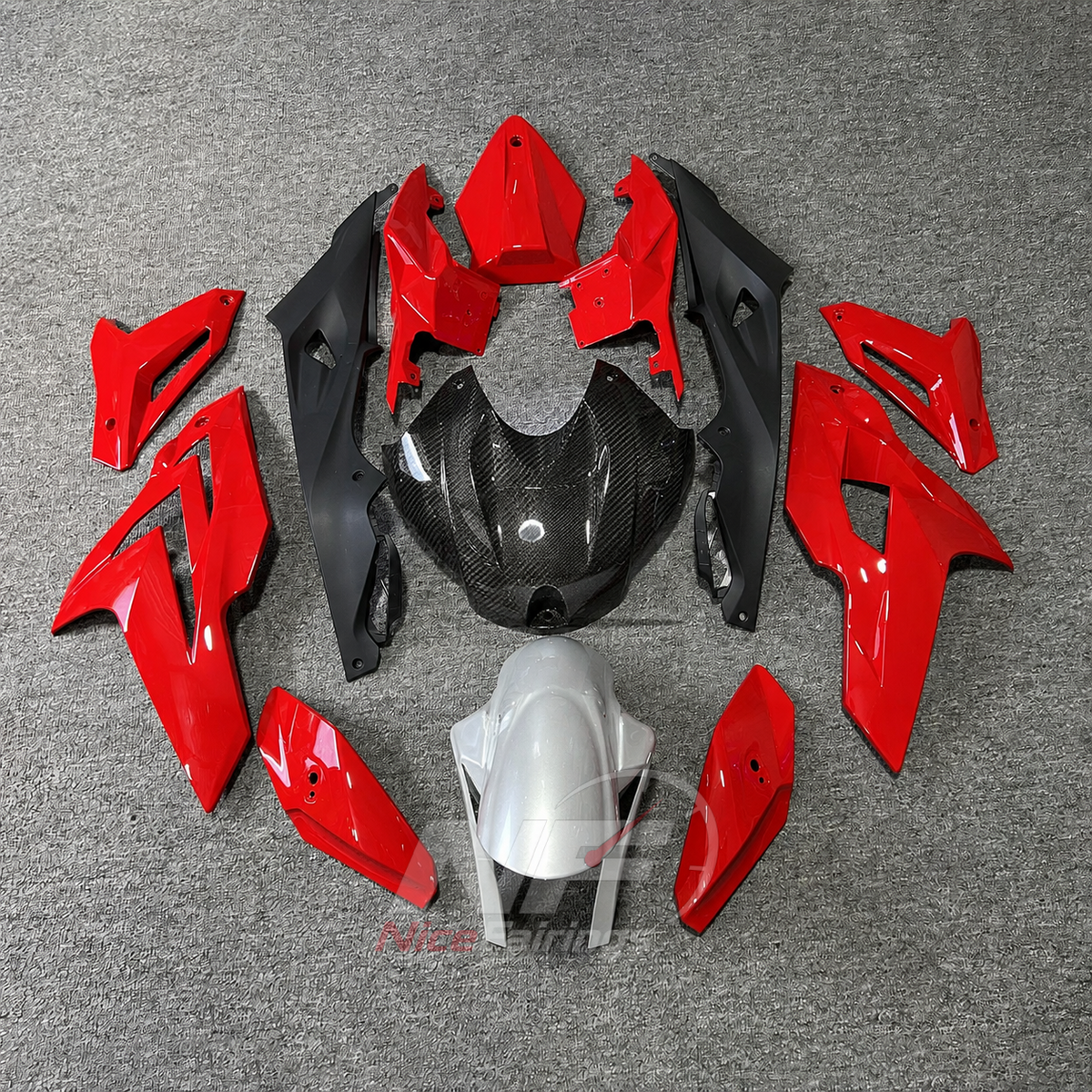 Replacement Fairings Fit 2014-2016 BMW S1000R - Custom-Painted ABS Bodywork - Black Silver | NiceFairings - paint design NO.7 option image