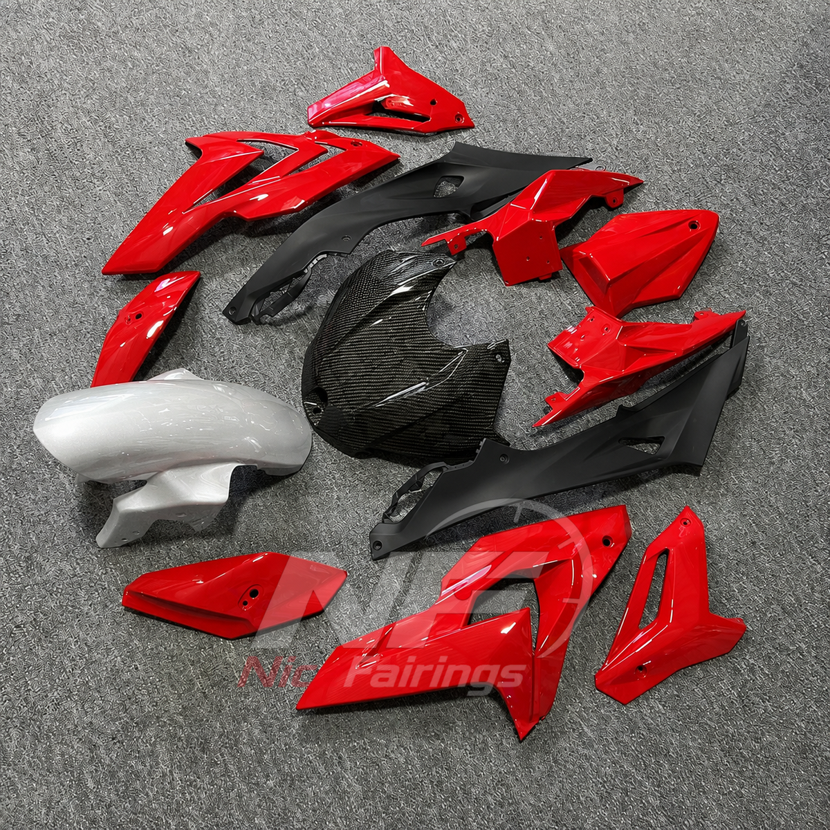 Fairings Kit Fits 2014-2016 BMW S1000R - Custom-Painted ABS Bodywork - Red Black Silver | NiceFairings - front angle image