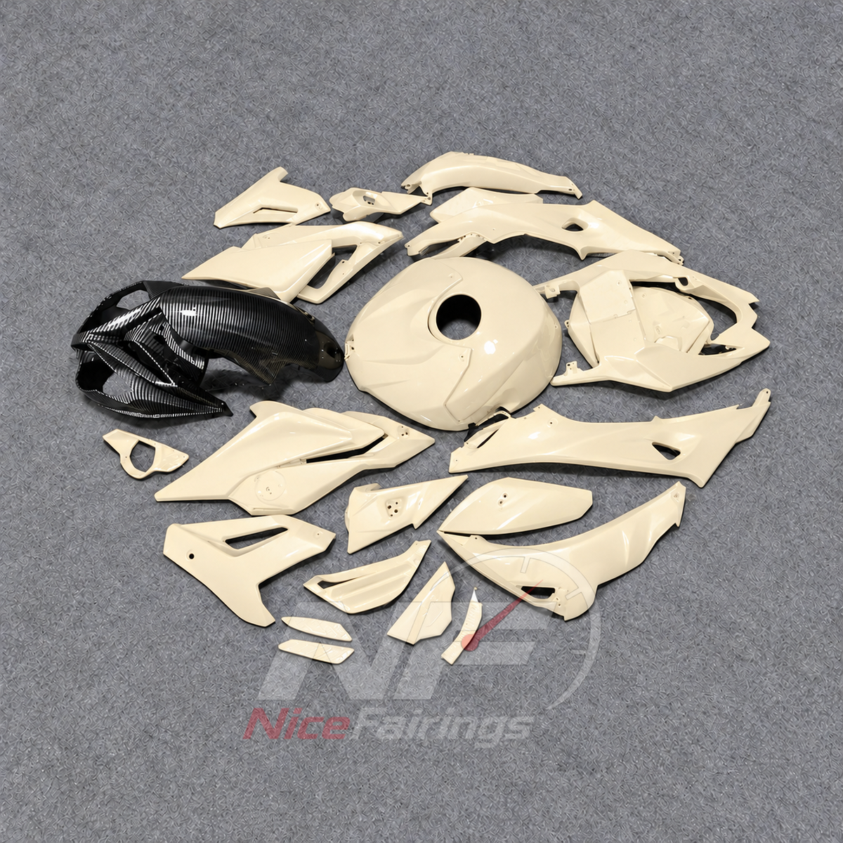 Replacement Fairings Fit 2017-2020 BMW S1000R - Aftermarket ABS Panels - Cream Black | NiceFairings - side angle image