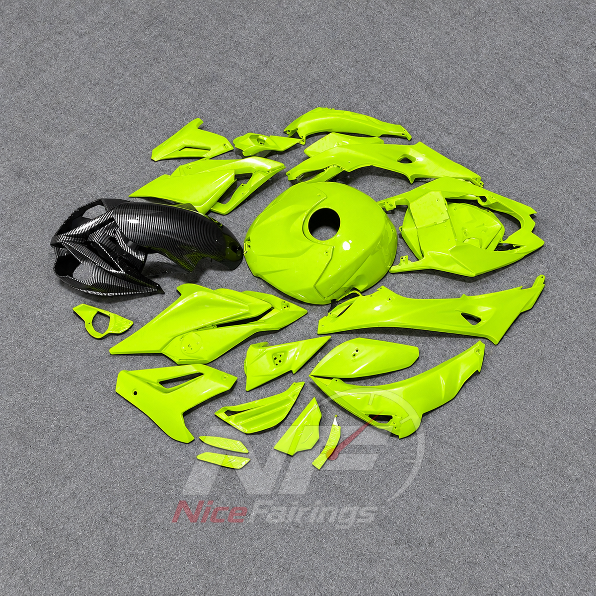 Custom Fairings Fit 2017-2020 BMW S1000R - ABS Plastic Bodywork - Neon Yellow Black | NiceFairings - side angle image