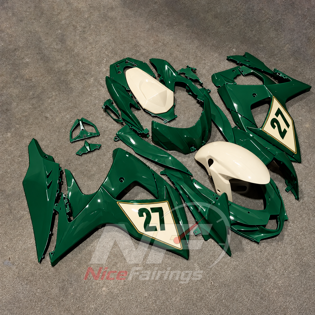 Injection-Molded Bodywork Set Compatible with Suzuki GSX-R1000 K9 2009-2016 | NiceFairings - front angle image