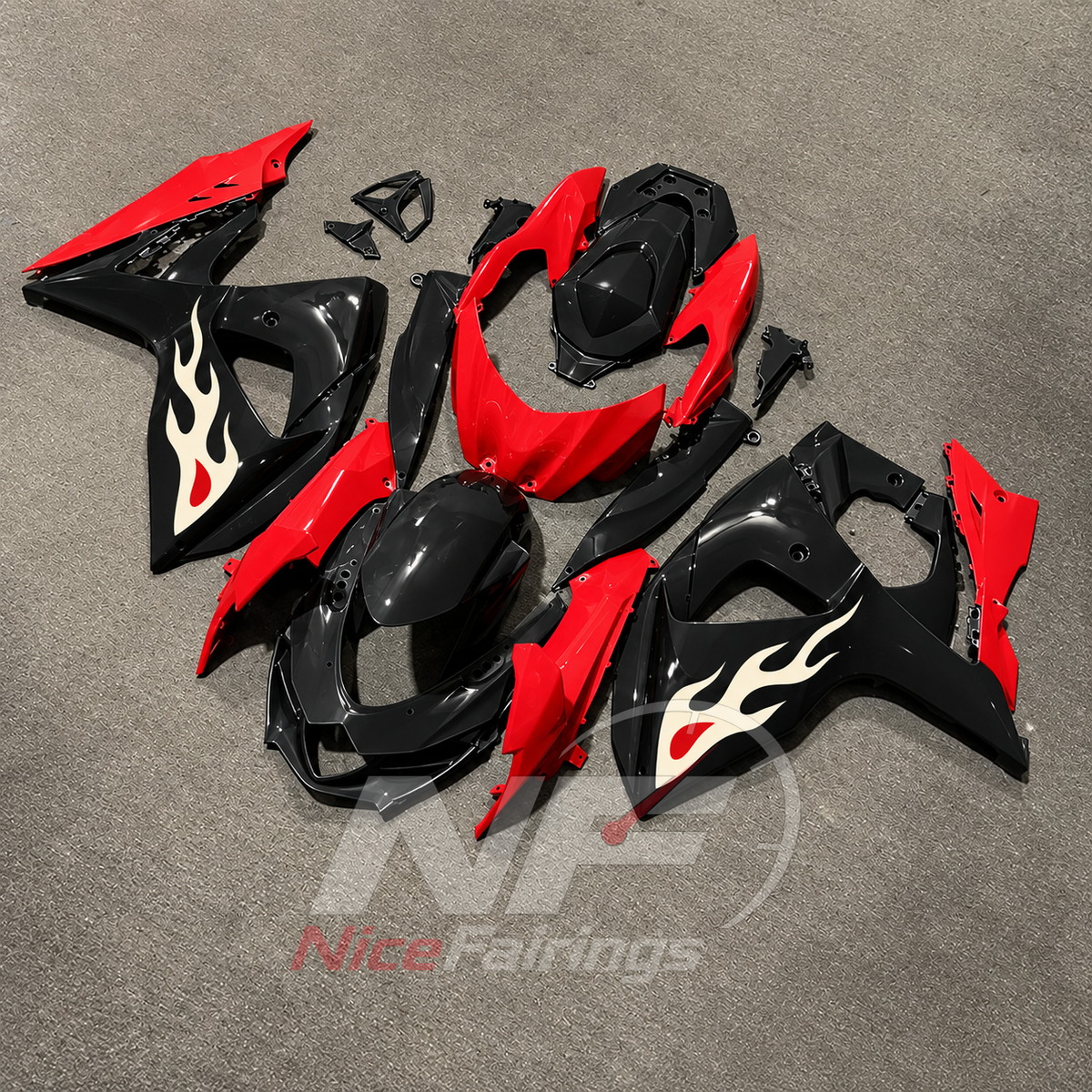 Aftermarket ABS Plastic Cowling Kit Fits 2009-2016 Suzuki GSX-R1000 K9 | NiceFairings - side angle image