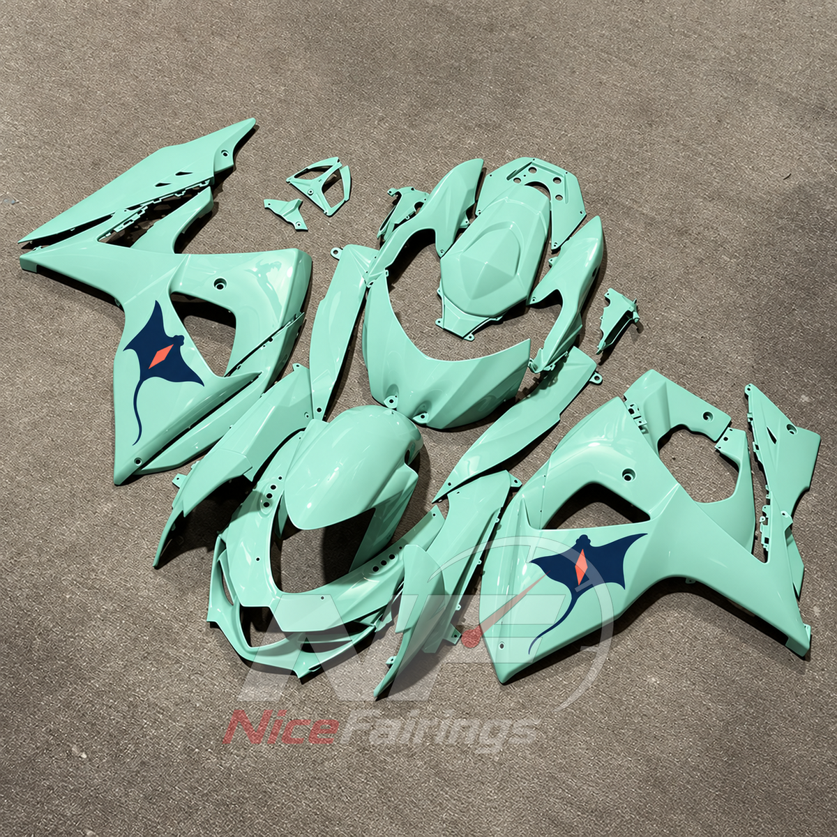 Replacement Injection-Molded Fairing Set Compatible with Suzuki GSX-R1000 K9 2009-2016 | NiceFairings - side angle image